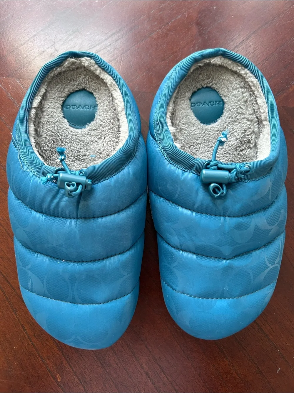 Coach Women's Plush Shearling Slippers in Light blue size 6.5B